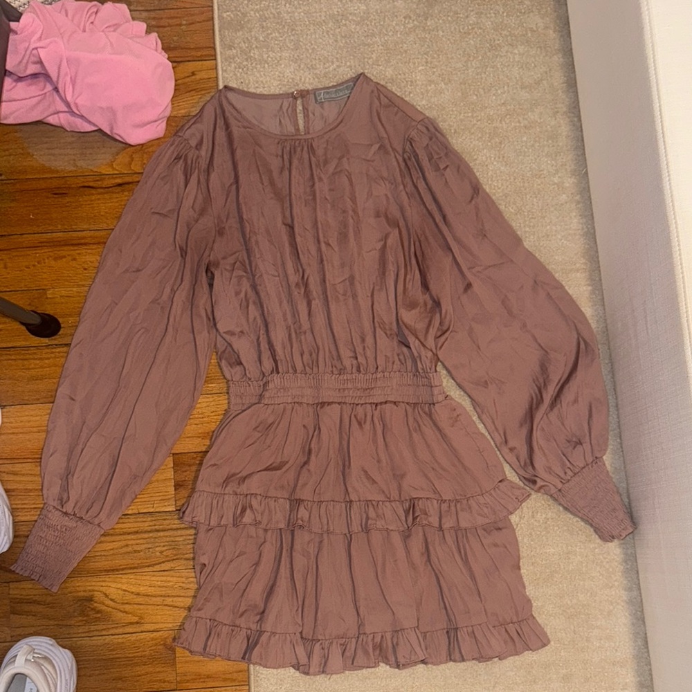 Elegant Brown Long Sleeve Dress
